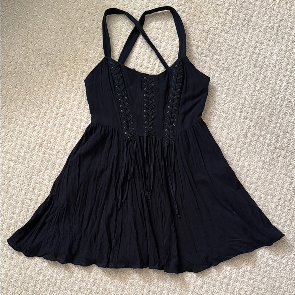 Free People Black Strappy Dress with Lace-Up Detail 2